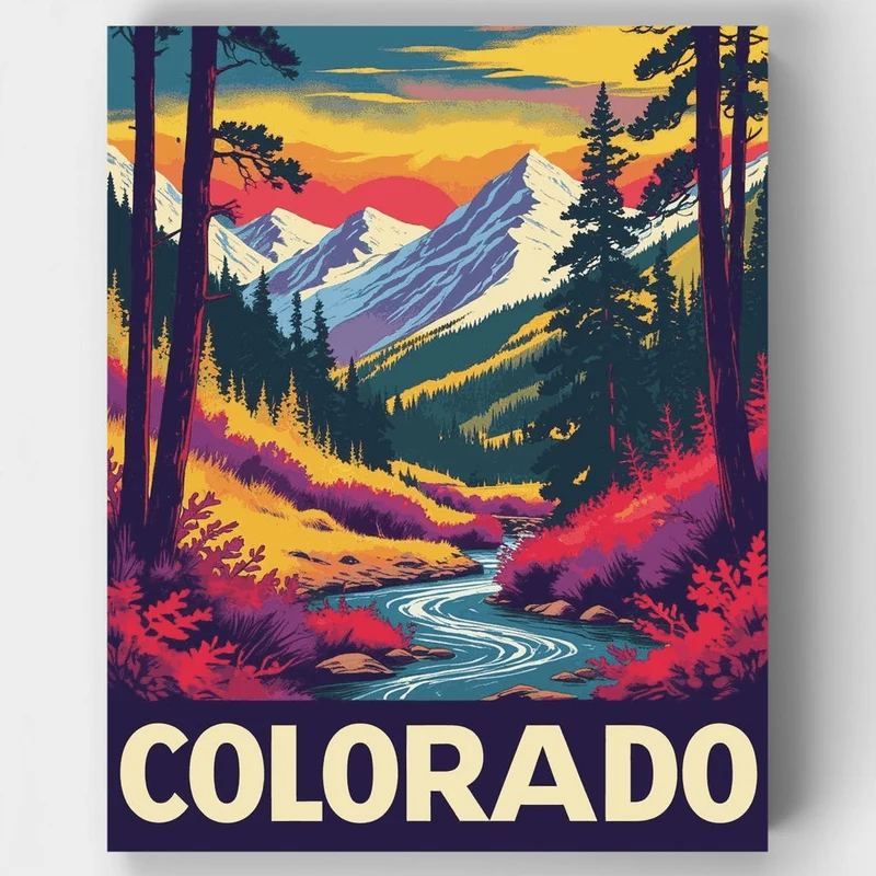 Colorado Autumn River Valley - Paint by Numbers Kit