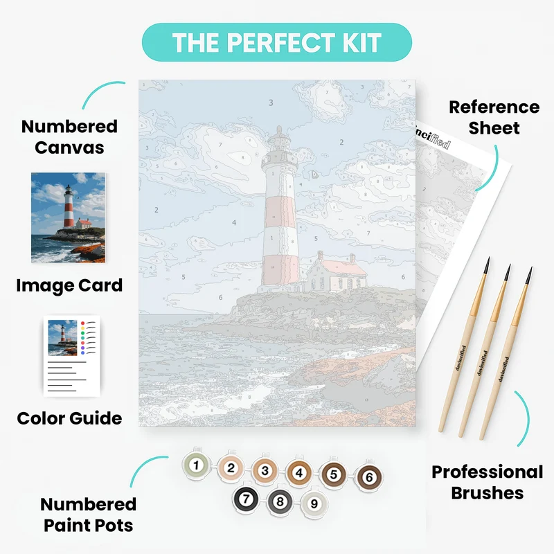 Cape Cod Rocky Shore Lighthouse - Paint by Numbers Kit