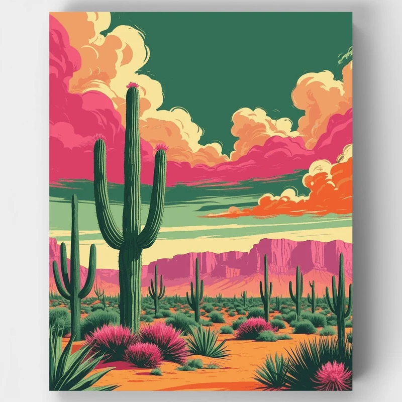 Arizona Desert in Bloom - Paint by Numbers Kit