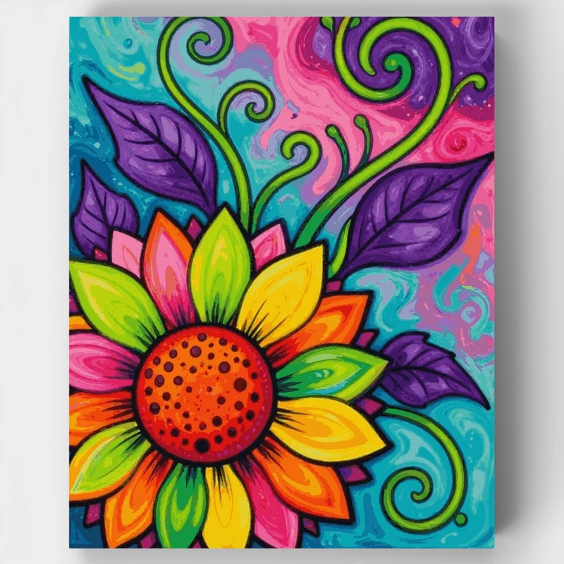 "Rainbow Bloom" Paint by Numbers Kit