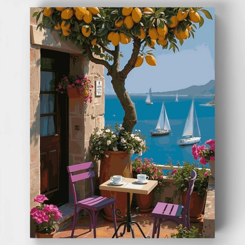 "Terrace by the Sea" Paint by Numbers Kit