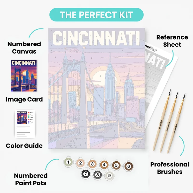 Cincinnati Sunset Bridge - Paint by Numbers Kit