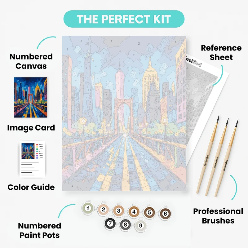 New York City Brooklyn Bridge at Night - Paint by Numbers Kit