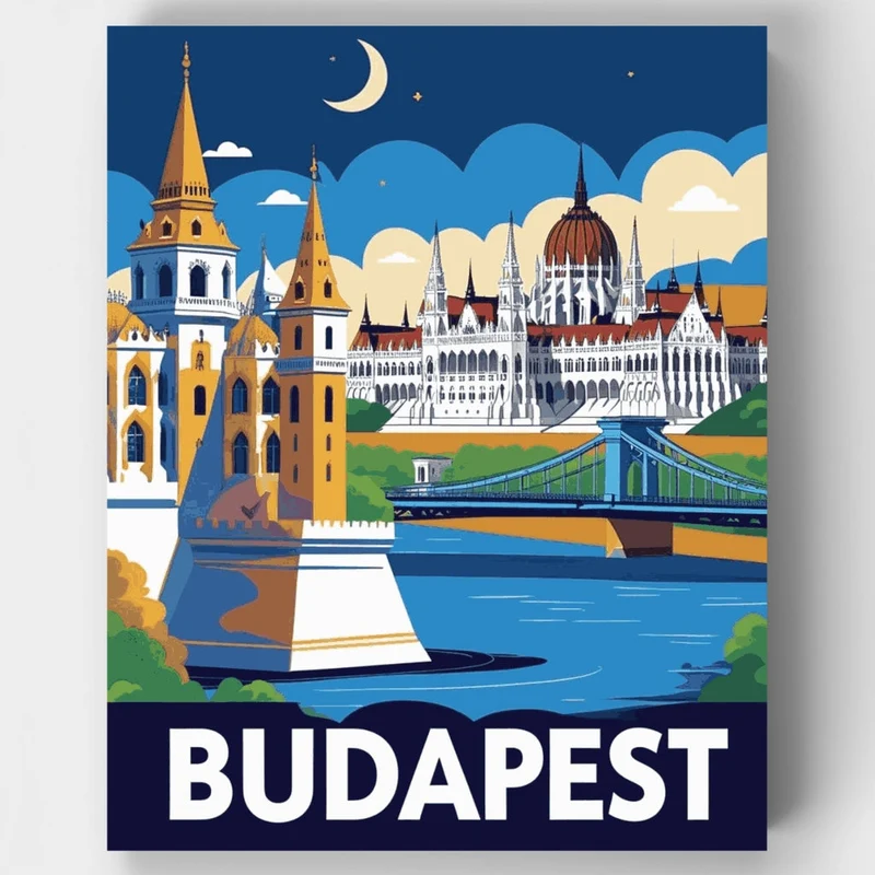 Budapest Night Skyline - Paint by Numbers Kit
