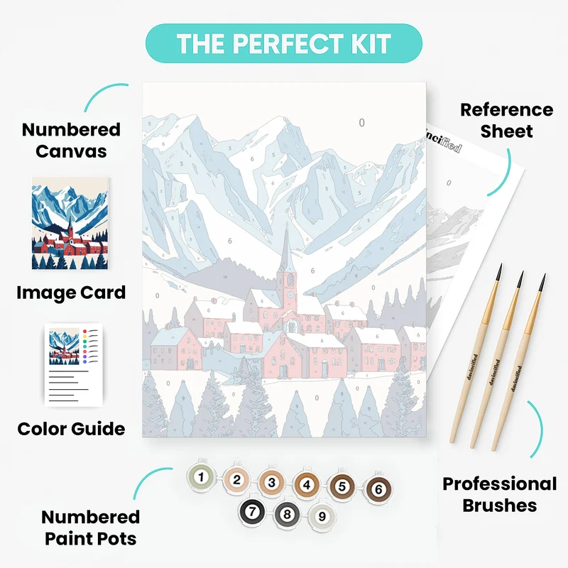 Alpine Village Winter - Paint by Numbers Kit