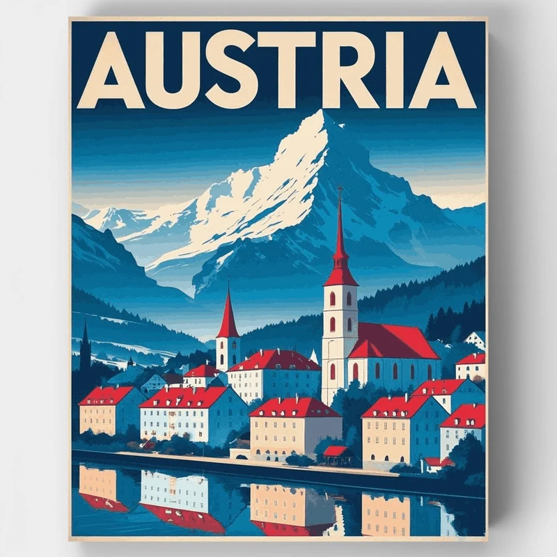 Austrian Mountain Village - Paint by Numbers Kit