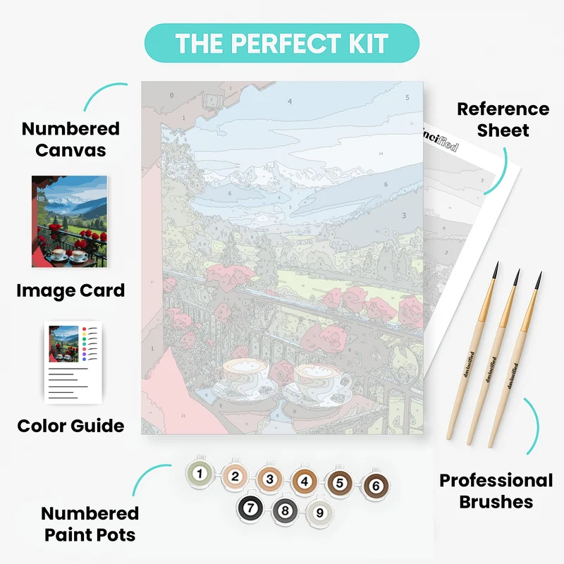 Alpine Coffee Balcony View - Paint by Numbers Kit