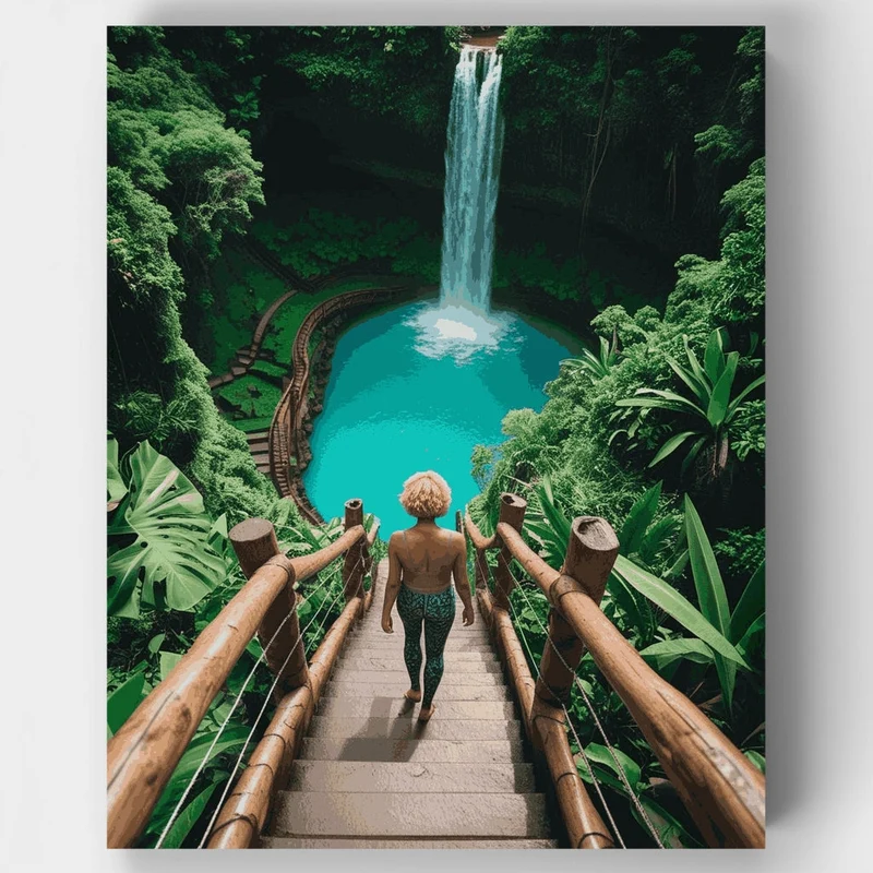 Jungle Waterfall Adventure - Paint by Numbers Kit