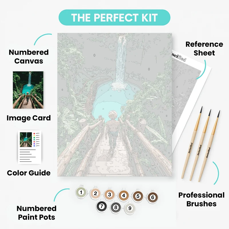 Jungle Waterfall Adventure - Paint by Numbers Kit