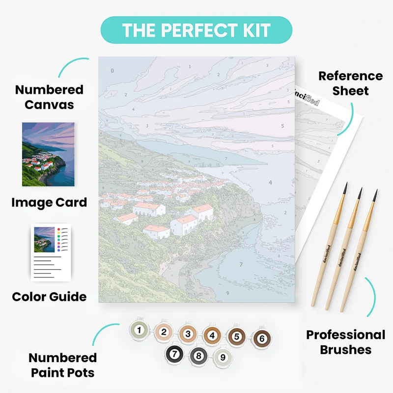 Coastal Village Cliffs - Paint by Numbers Kit