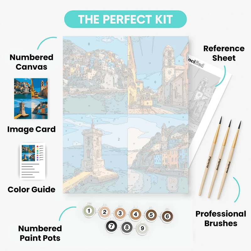 Mediterranean Coastal Villages - Paint by Numbers Kit