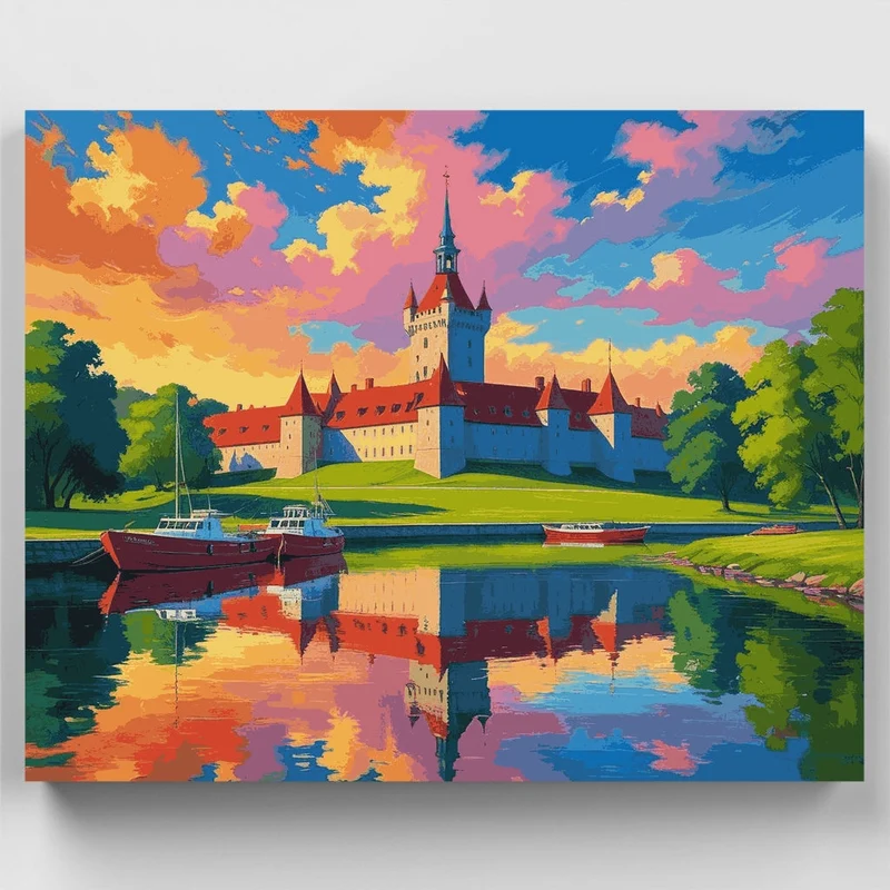 Majestic Castle Waterfront - Paint by Numbers Kit