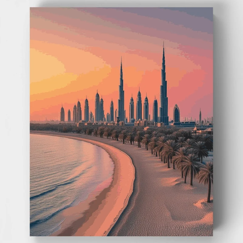 Dubai Skyline at Sunset - Paint by Numbers Kit