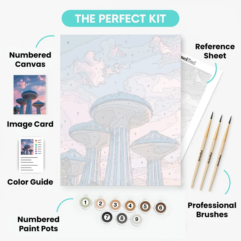 Futuristic Water Towers - Paint by Numbers Kit