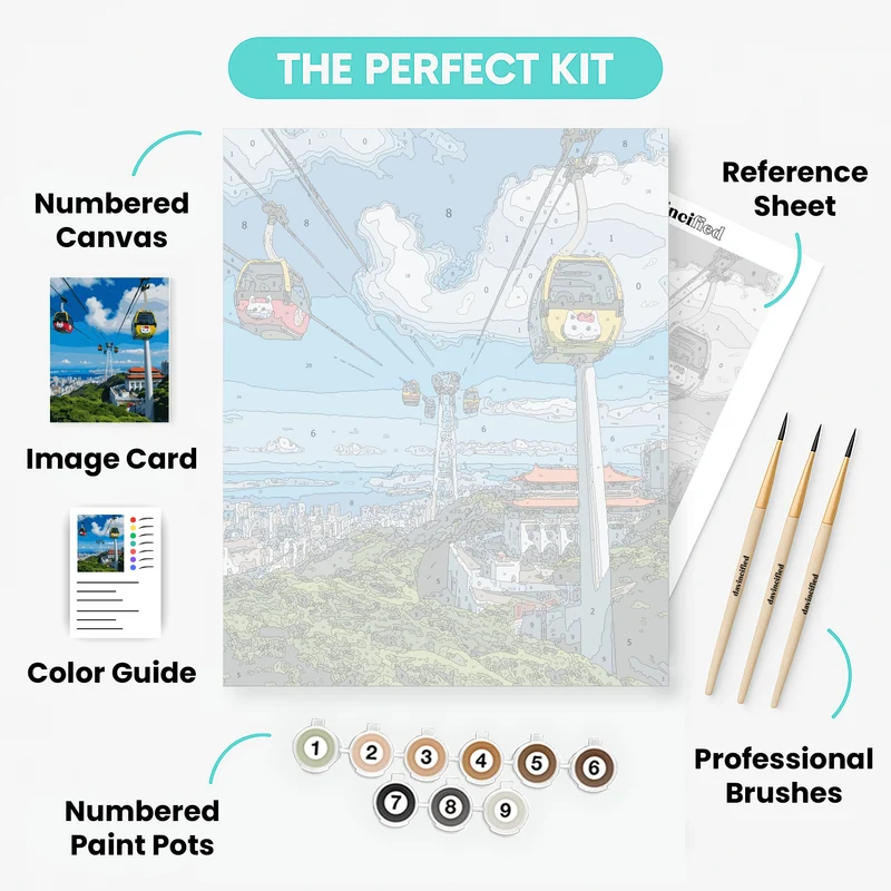 Cats Cable Car Adventure - Paint by Numbers Kit