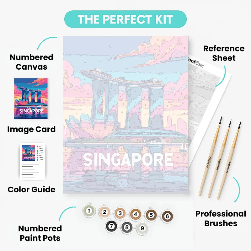 Singapore Marina Bay Sands Sunset - Paint by Numbers Kit
