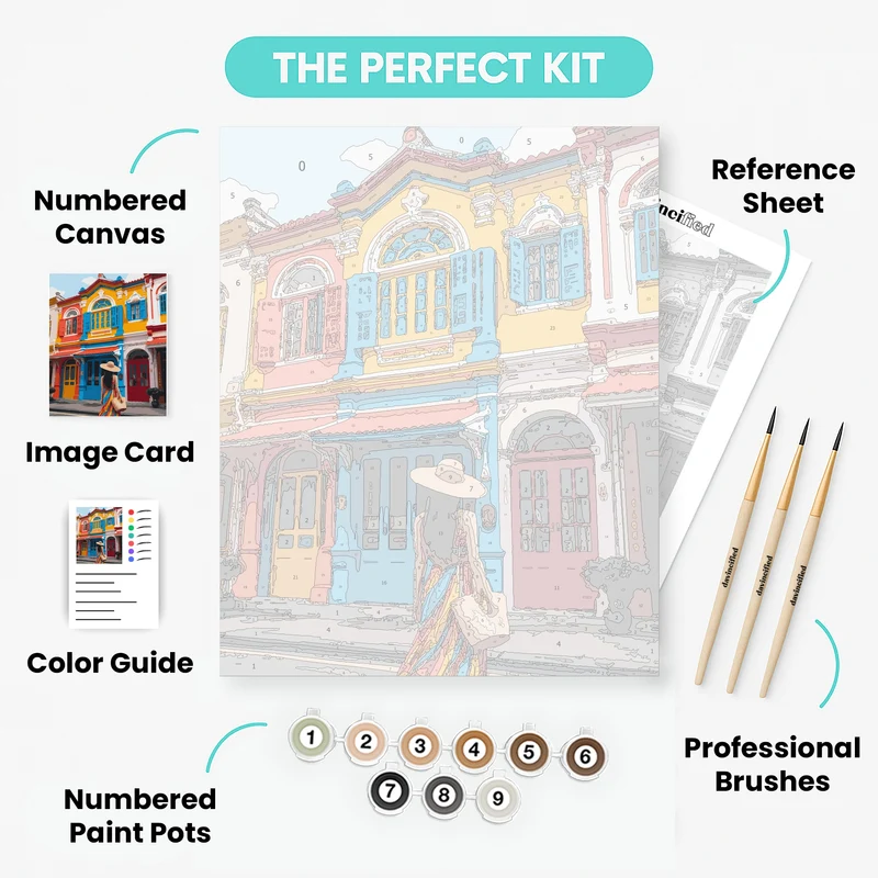 Colorful Colonial Architecture - Paint by Numbers Kit