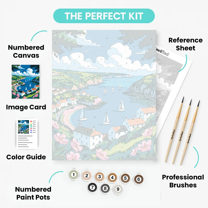 Cornwall Coastal Village - Paint by Numbers Kit