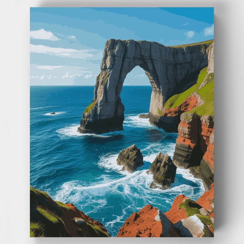 Cornwall Sea Arch Coastal Cliffs - Paint by Numbers Kit