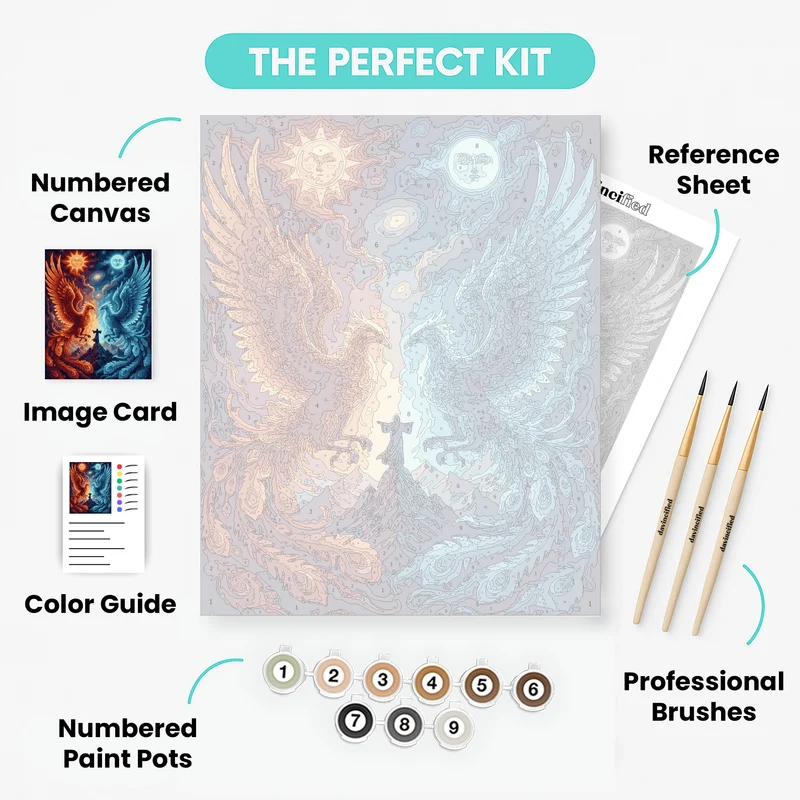 Dual Phoenix Sun and Moon - Paint by Numbers Kit