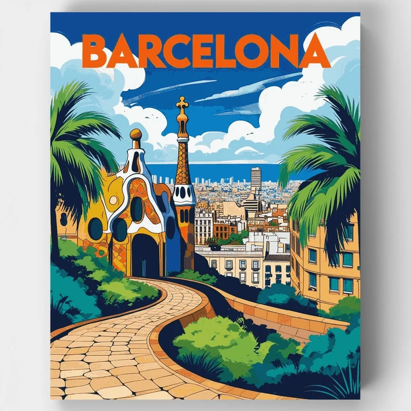 Barcelona Park Güell Vista - Paint by Numbers Kit