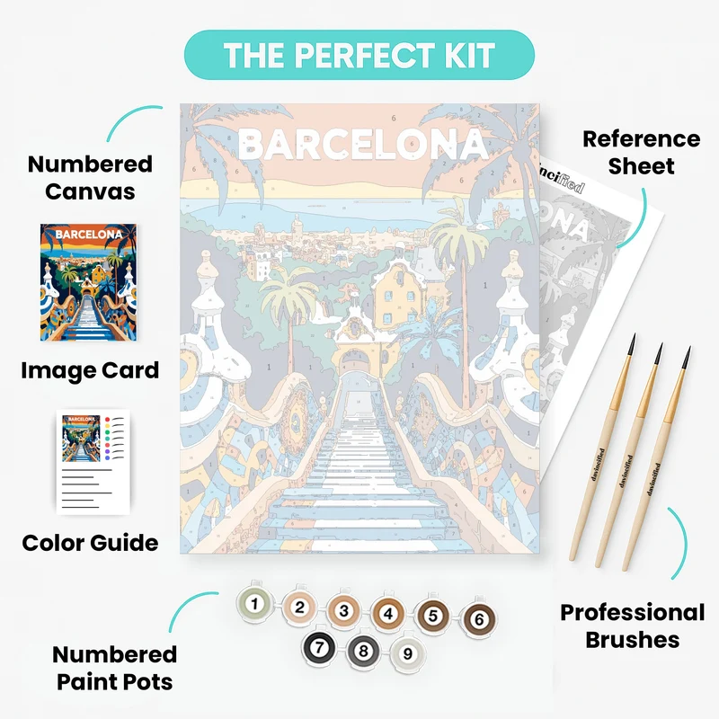 Barcelona Park Güell Stairway - Paint by Numbers Kit