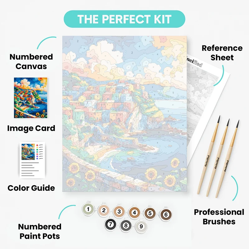 Cinque Terre Sunflower Bay - Paint by Numbers Kit