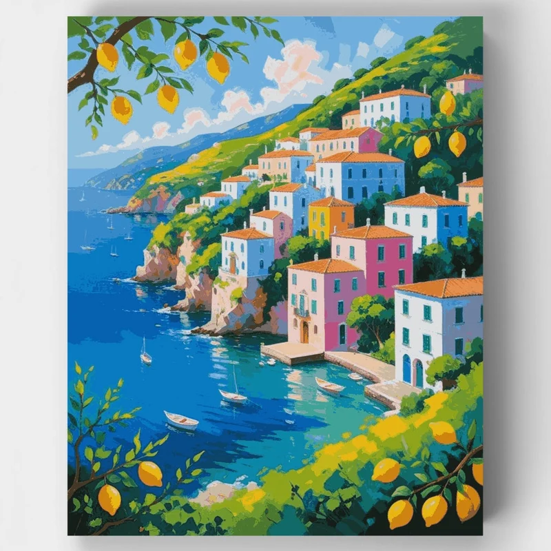 Amalfi Coast Lemon Village - Paint by Numbers Kit