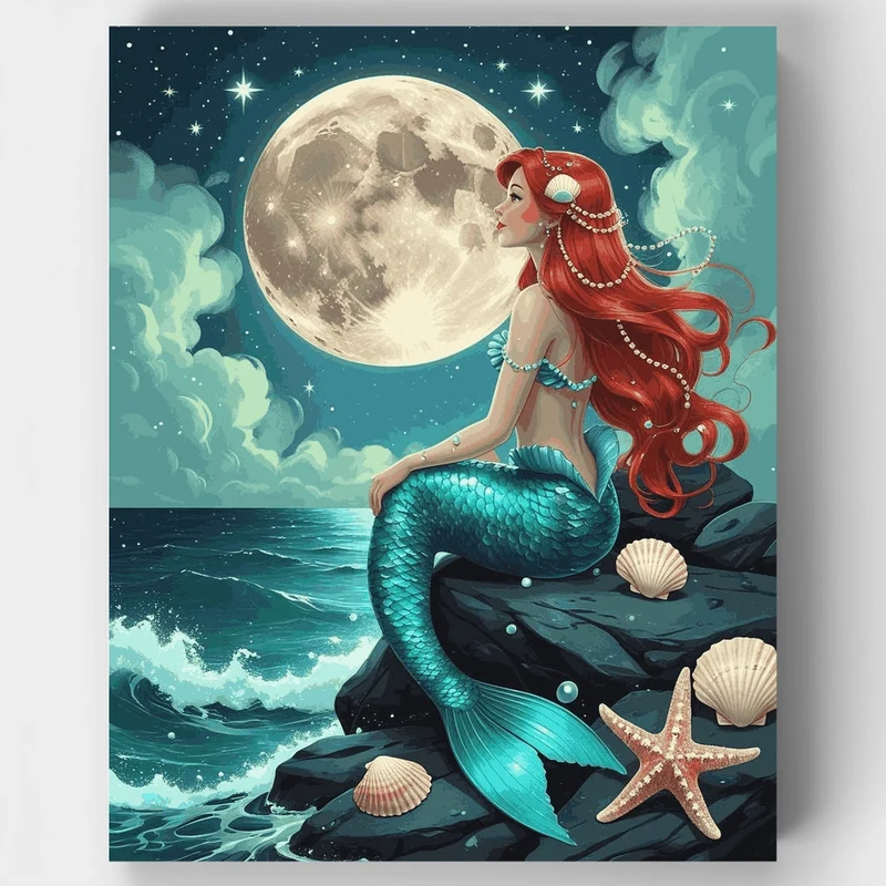 Mermaid Under the Moonlit Stars - Paint by Numbers Kit