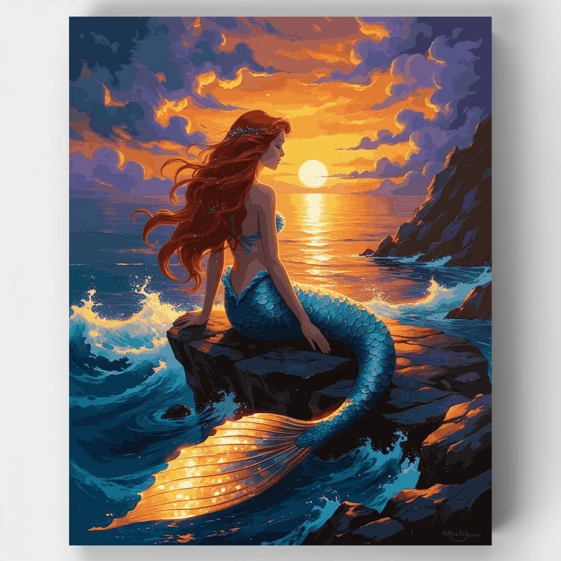 Mermaid at Sunset - Paint by Numbers Kit