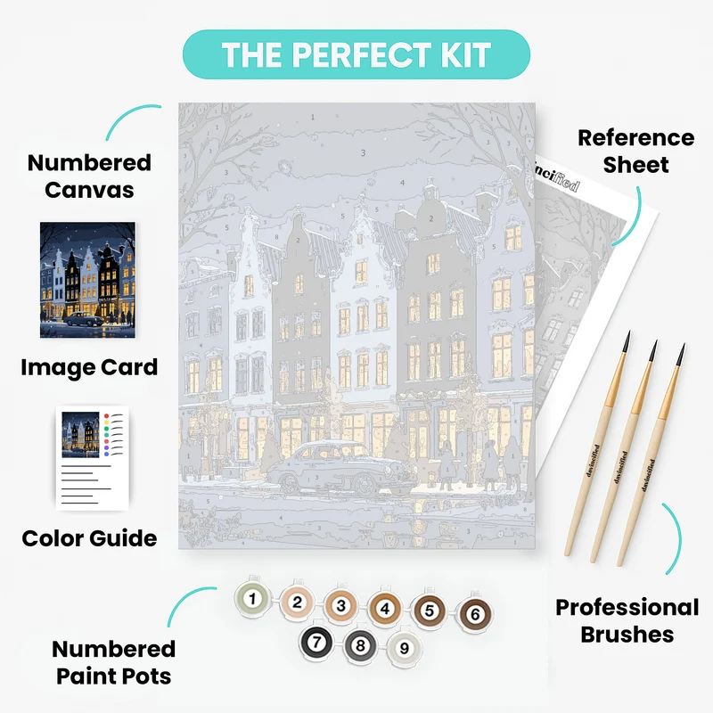 Amsterdam Winter Christmas Night - Paint by Numbers Kit