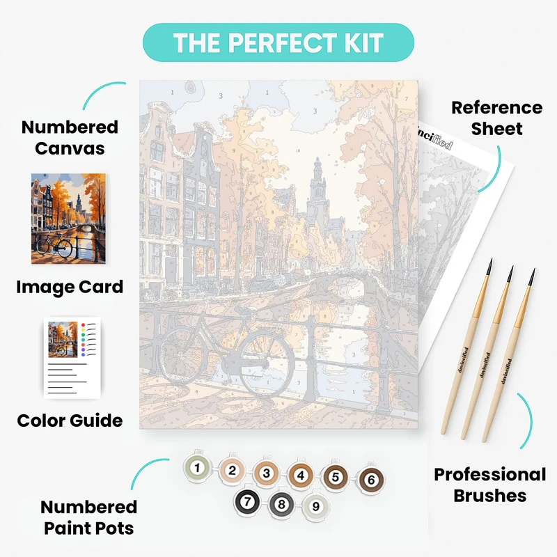 Amsterdam Autumn Canal - Paint by Numbers Kit