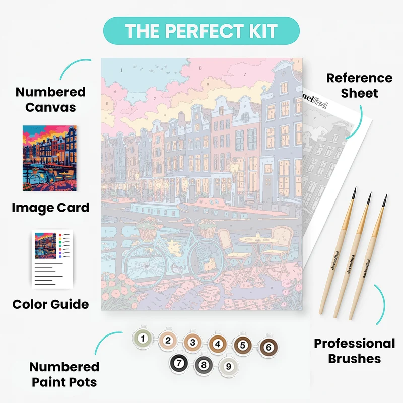 Amsterdam Canal at Dusk - Paint by Numbers Kit