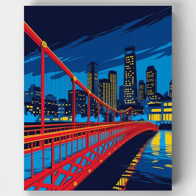 Chicago Night Bridge - Paint by Numbers Kit