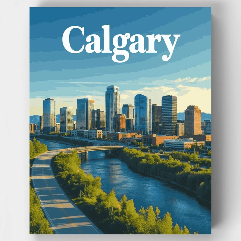 Calgary Summer Skyline with Bow River - Paint by Numbers Kit