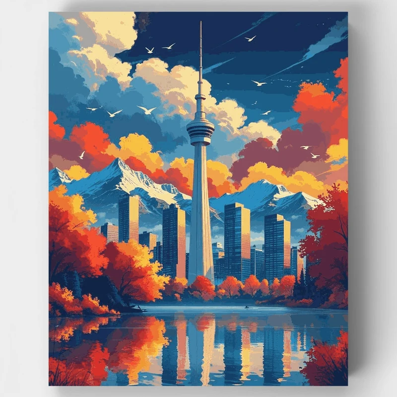Toronto CN Tower Autumn Skyline - Paint by Numbers Kit