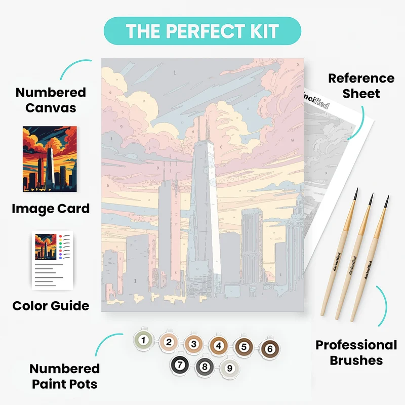 Chicago Fiery Skyline Poster - Paint by Numbers Kit