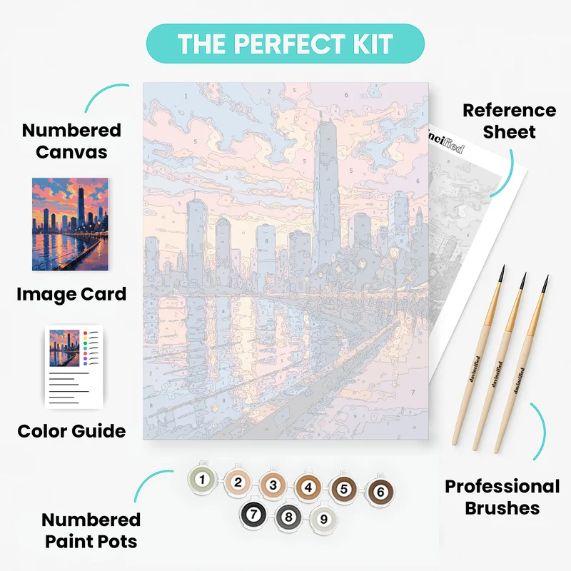 Chicago Lakefront Sunset - Paint by Numbers Kit