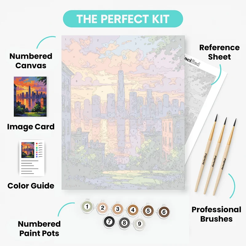 Chicago Sunset Skyline - Paint by Numbers Kit