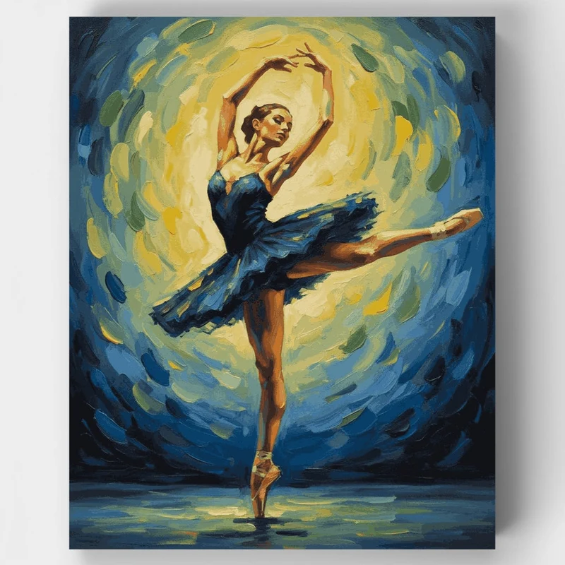Ballet Dancer in Blue - Paint by Numbers Kit