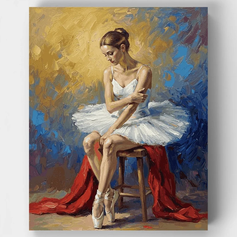 Graceful Ballerina in White - Paint by Numbers Kit