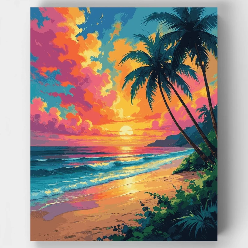 Hawaiian Paradise Sunset - Paint by Numbers Kit