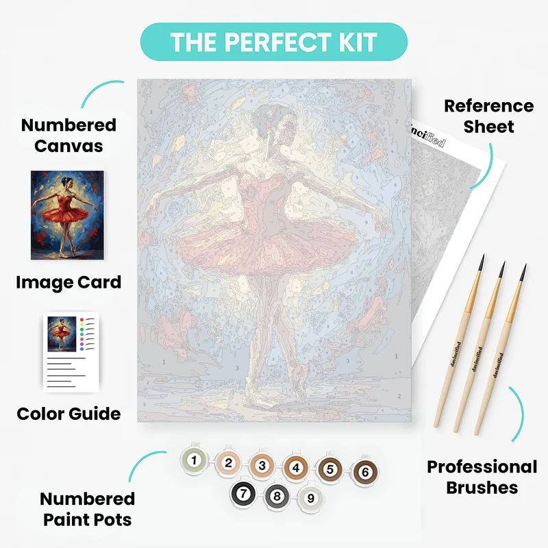 Red Ballerina in Motion - Paint by Numbers Kit