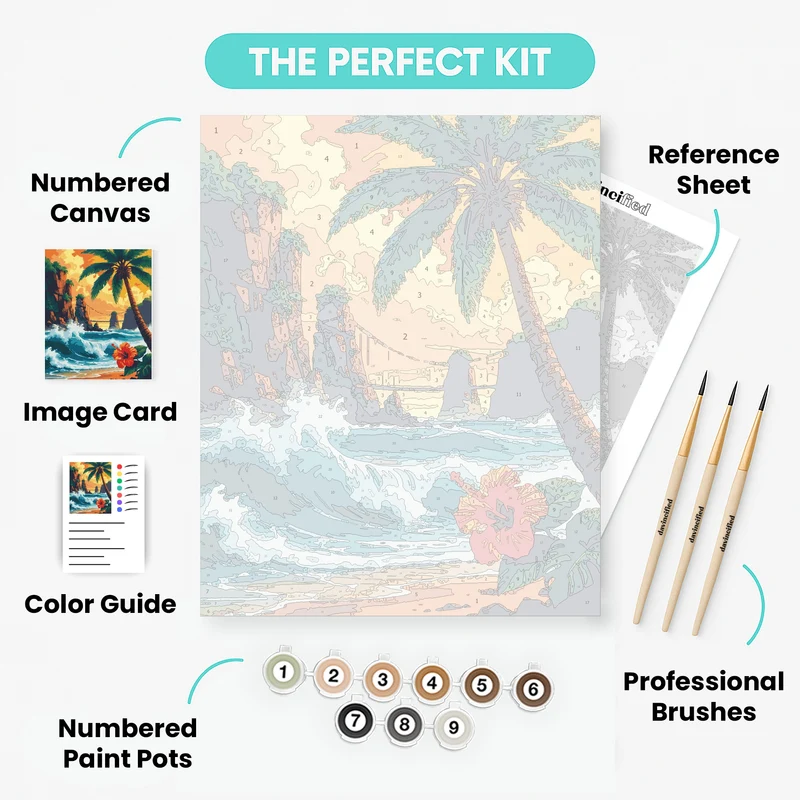 Hawaii Rocky Cove with Rope Bridge - Paint by Numbers Kit