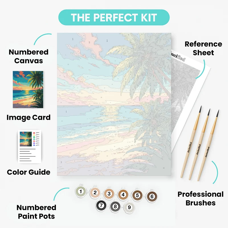 Tropical Beach Sunset - Paint by Numbers Kit