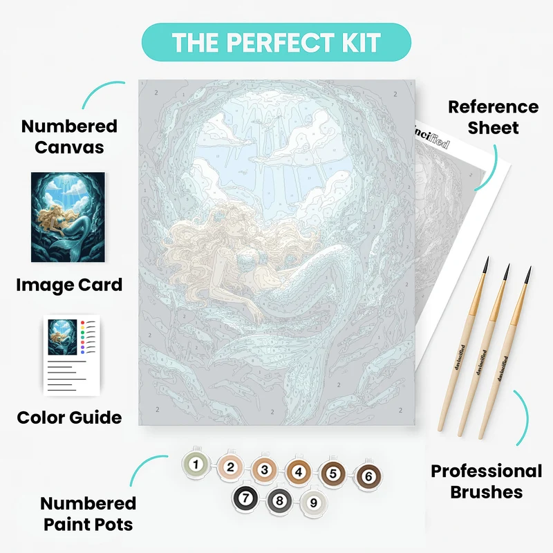Dreaming Mermaid in Ocean Cave - Paint by Numbers Kit