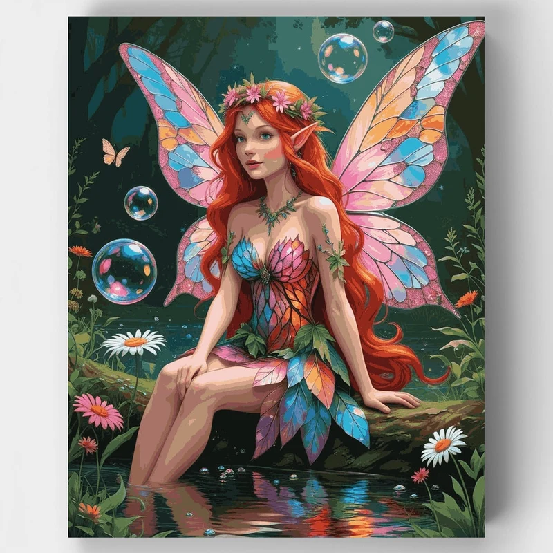 Radiant Fairy by the Woodland Stream - Paint by Numbers Kit