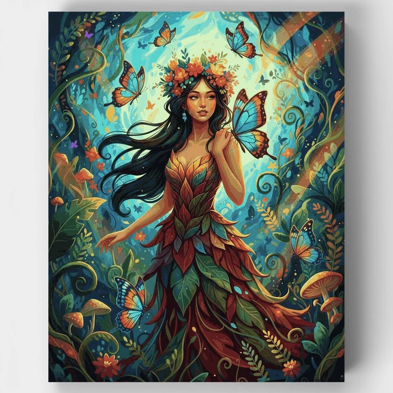 Forest Fairy with Butterflies - Paint by Numbers Kit