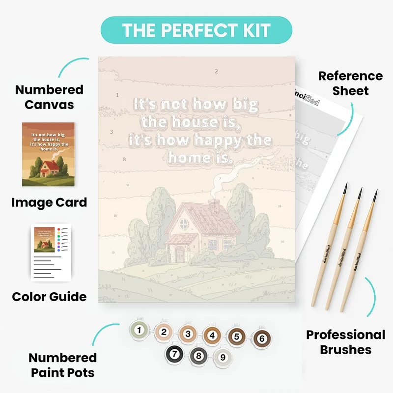 Happy Home Inspirational Quote - Paint by Numbers Kit