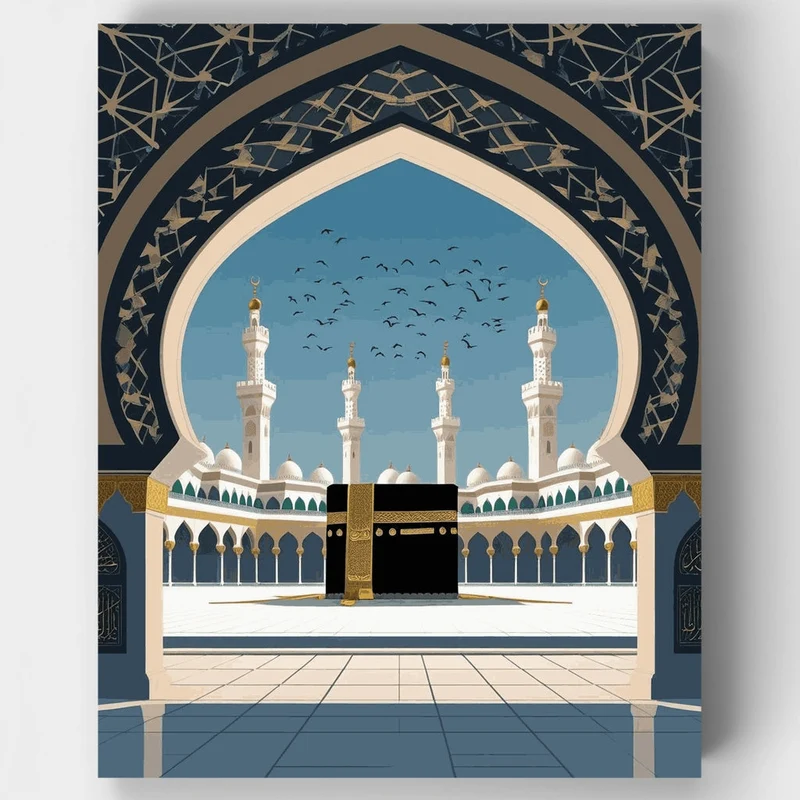 Majestic Mosque with Kaaba - Paint by Numbers Kit
